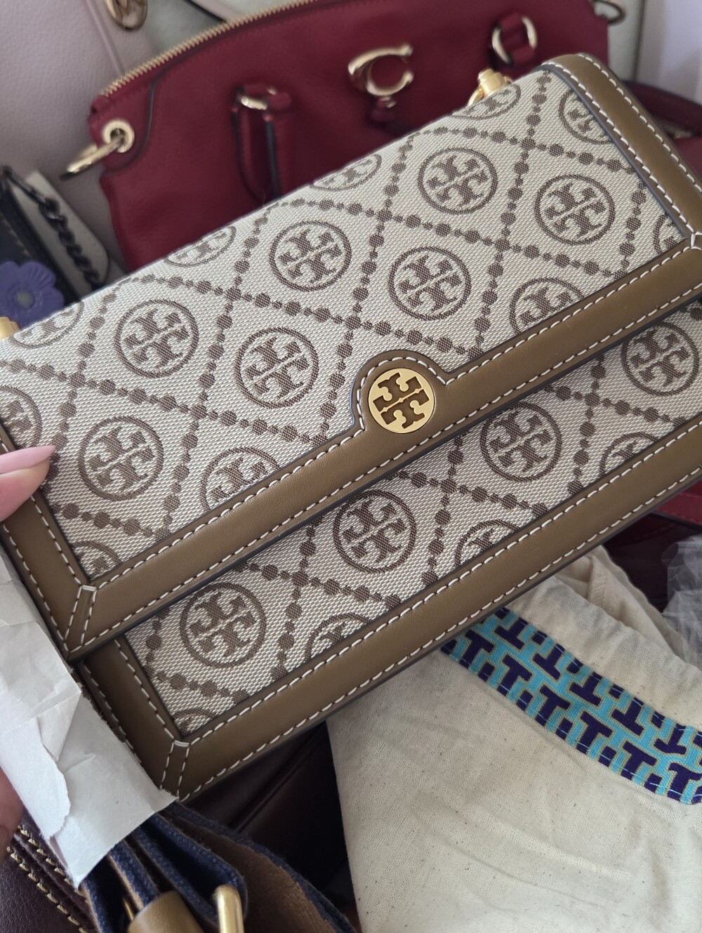 Tory Burch T Monogram Jacquard Shoulder Bag Crossbody - Picture 3 of 7
